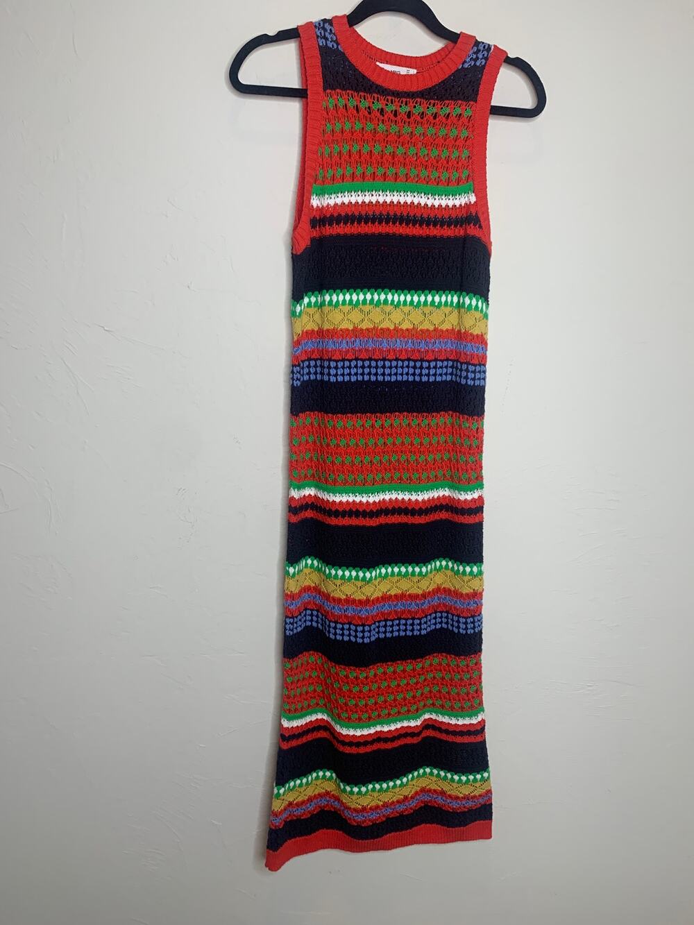 Mango Crochet Knit Summer Sweater Maxi Dress Sz Small Indie Fairy